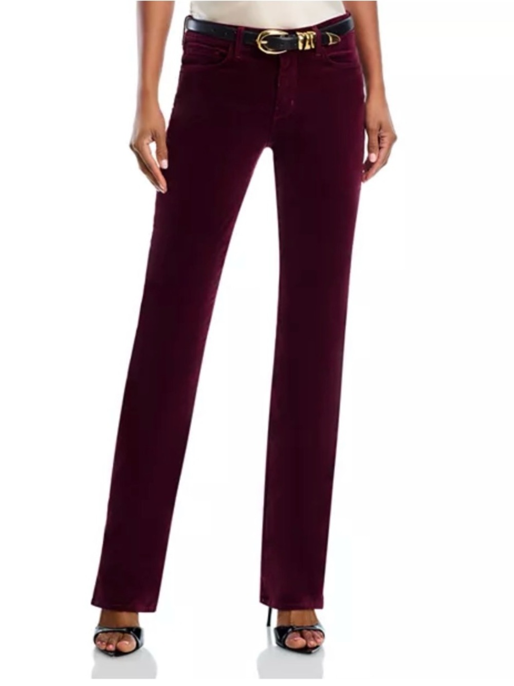 L'AGENCE Stevie Velvet High Rise Straight Jeans in Dark Port